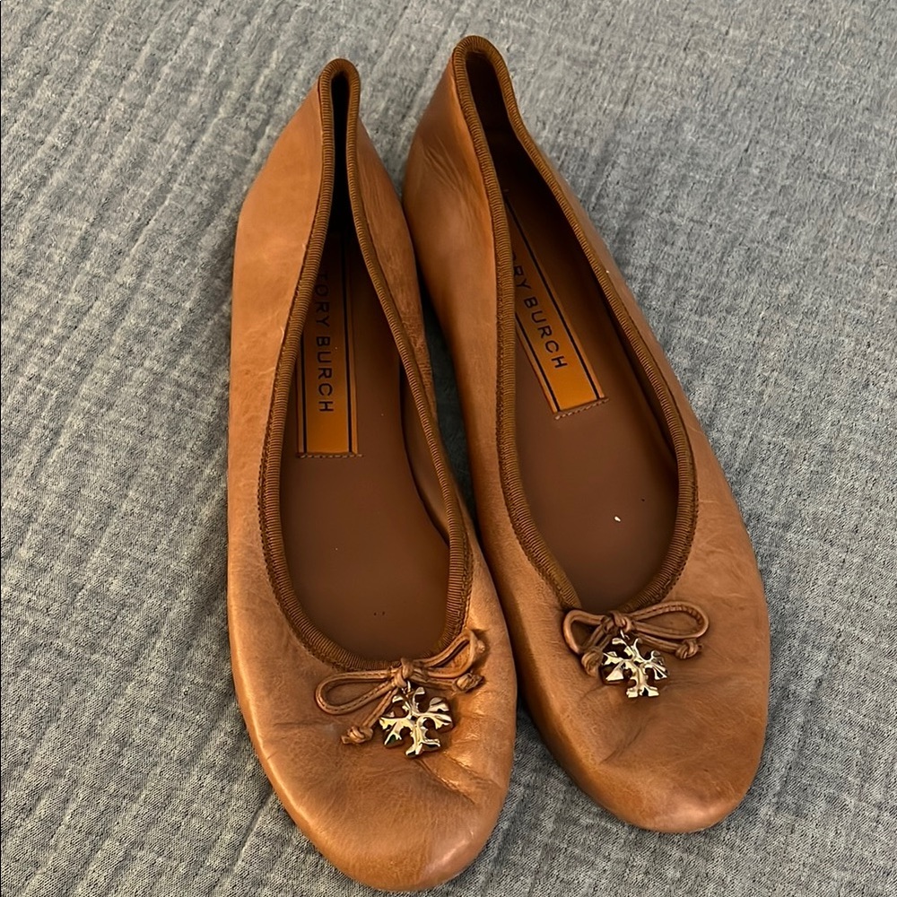 Tory Burch Brown Leather Ballet Flats